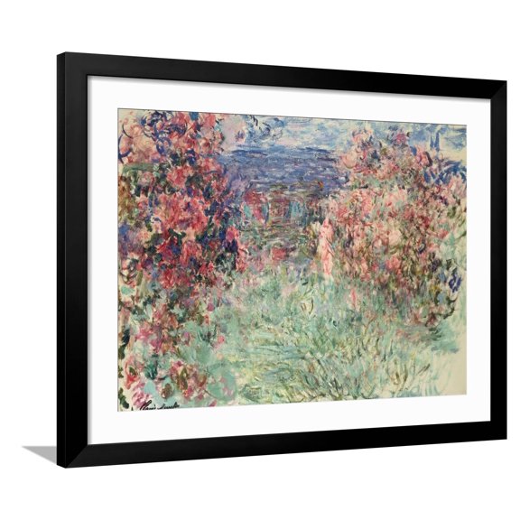 Art.com The House Among the Roses (La Maison Dans Les Roses), 1925 Giclee Print by Claude Monet, Black Frame Wall Art, 40" x 32"