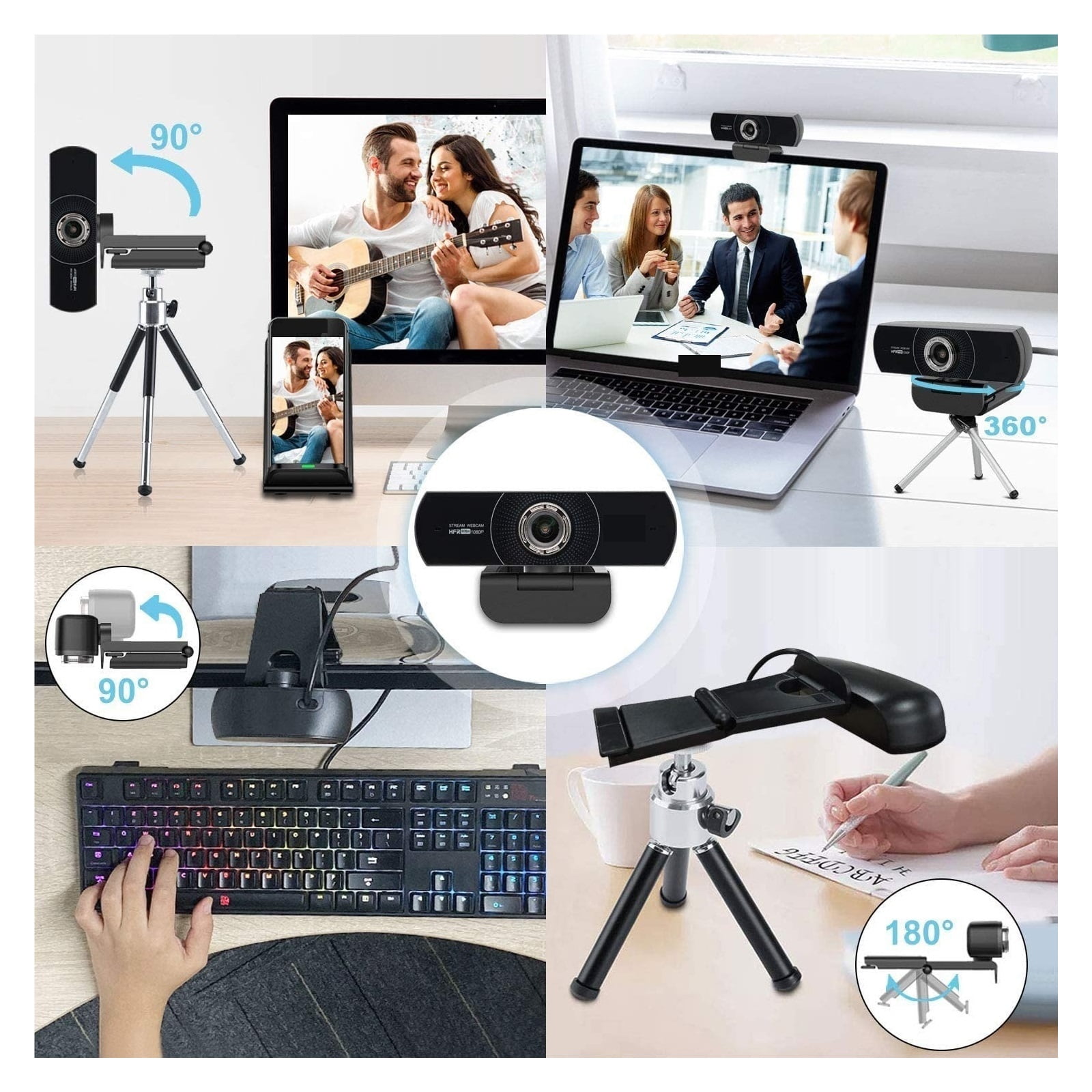 Webcam HD 1080P 60fps USB Web Camera With Microphone For PC Conference With Tripod For Conferencing, Live Streaming, Recording ,HD Video