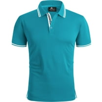 Geeksport Polo Shirts for Men Short Sleeve Solid Color Causal Collared Golf Tennis T-Shirt Men's Golf Polo Shirts Business Polo Shirts Turquoise 3XL
