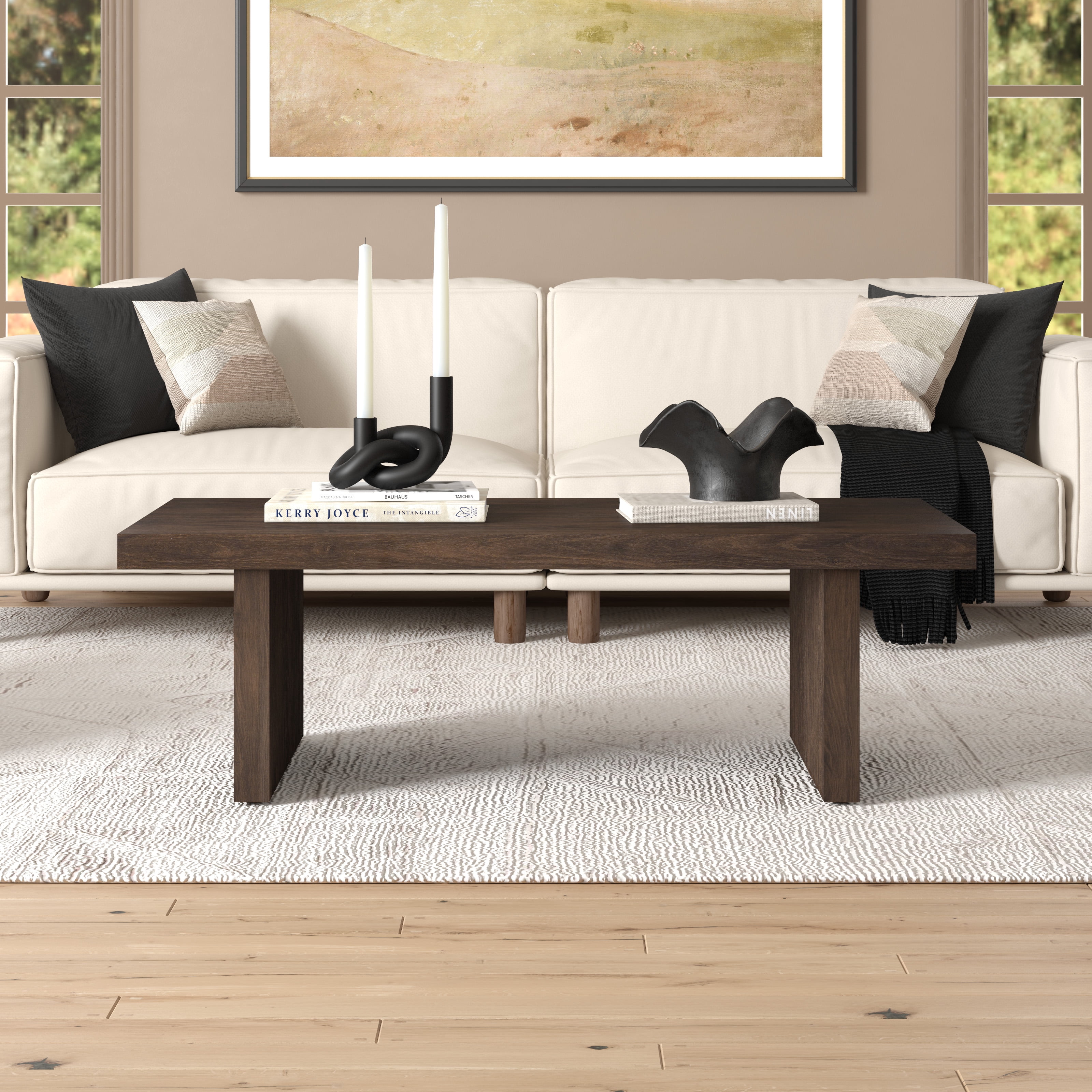 Evelyn&Zoe Modern/Contemporary 48" Wide Alder Brown Coffee Table