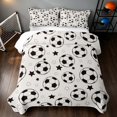 thumbnail image 2 of Manfei Football Sports Bed Spread Queen, Cartoon Stars Queen Coverlet Set, Cream Black, Gray Reversible 3 Pieces, 1 Quilt and 2 Pillowcases, 2 of 7