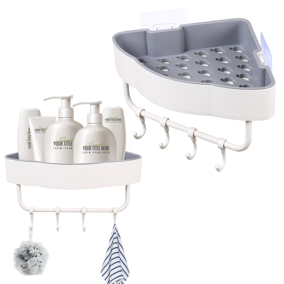 2 Pack Corner Shower Caddy Plastic Shower Caddy Rustproof Shower Wall