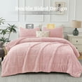 thumbnail image 5 of Jessy Home 3 Piece Fleece Queen Comforter Set - Soft & Warm Fluffy Pink Sherpa Bedding , Fuzzy Heavy Double Sided Design Winter Comforter with 2 Pillow Cases, 5 of 8