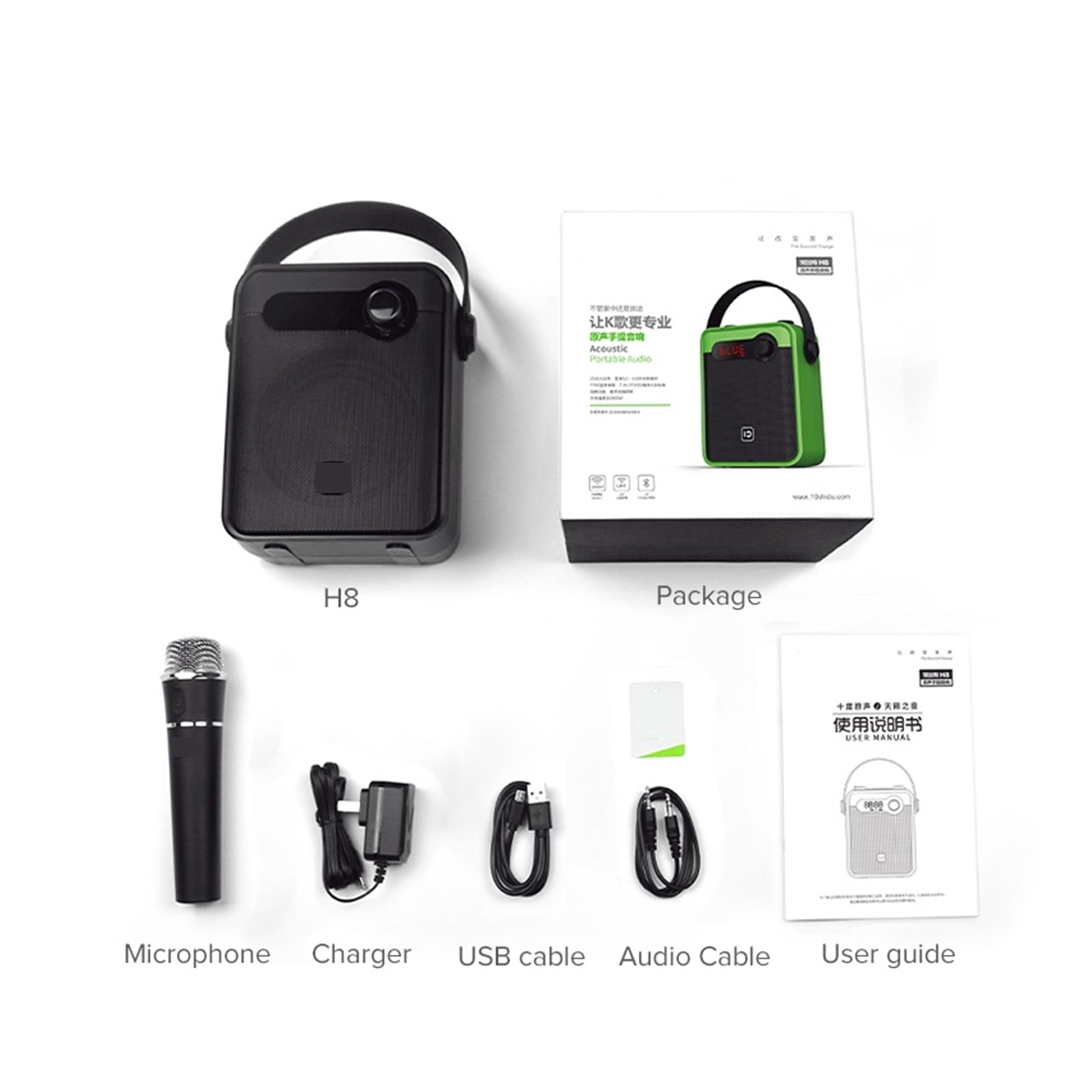 25W Portable Voice Amplifier Speaker With Handheld Wireless Microphone Echo AUX Recording TWS Radio ,Powerful Voice Amplifier