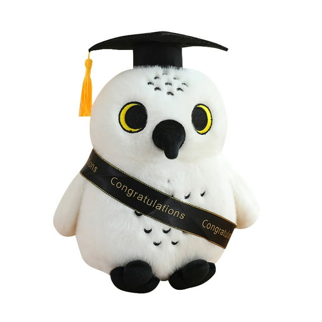 Muñeca de graduación con forma de búho de peluche, 22 cm, con gorra de graduación