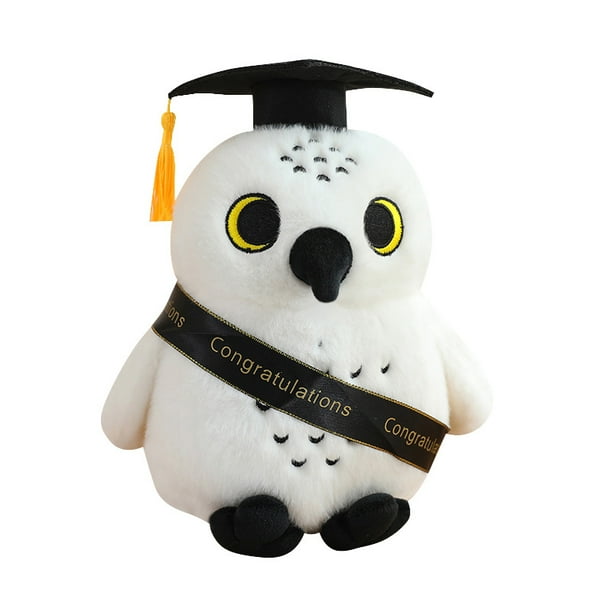 Muñeca de graduación con forma de búho de peluche, 22 cm, con gorra de graduación