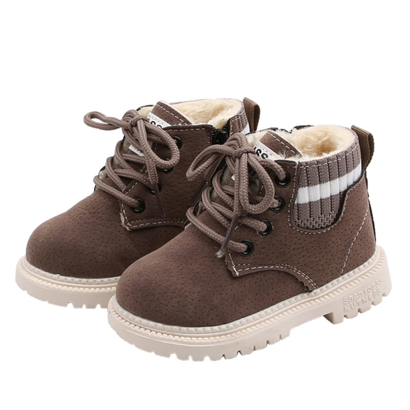OCEAN-STORE Children Baby Girls Ankle Boots Plush Warmth Velcro Sport Short Bootie Casual Shoes