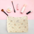 thumbnail image 3 of 3 Pc Cotton Quilted Makeup Bag Makeup Bag Aesthetic Cute Cosmetic Bag Large Small Travel Toiletry Bag, 3 of 7