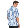 thumbnail image 4 of Waves Blue White Line Men's Hawaiian Wrinkle Free Button Down Short Sleeve Shirt Casual Shirts Beach Shirts, 4 of 8