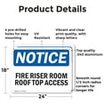 thumbnail image 2 of (2 Pack) Fire Riser Room Roof Top Access OSHA Notice Sign 24 Inch X 18 Inch Indoor / Outdoor Rust-Free Aluminum Metal Signs for Workplace, Workshop, and Construction Site, Made in the, 2 of 8