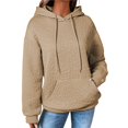 thumbnail image 1 of Sudadera con Capucha para Mujer, Informal, de Larga, con Cordón Ajustable, de Jacquard, Estilo Pulóver, Ropa Holgada. Caqui S, 1 of 7