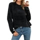 thumbnail image 1 of Gibobby Suéteres para mujer, Suéter de cuello redondo algodón para mujer(Negro,G), 1 of 5