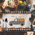thumbnail image 6 of Thanksgiving Pumpkin Truck Placemats Set of 2 Fall Harvest Sunflower Heat Insulated Linen Place Mats, Washable Stain-Proof Table Mats for Dining Tables Holiday Decor 13x19inch, 6 of 9