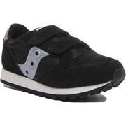 Saucony Jazz Original Kid's Hook And Loop Suede Nylon Sneakers In Black Size 2