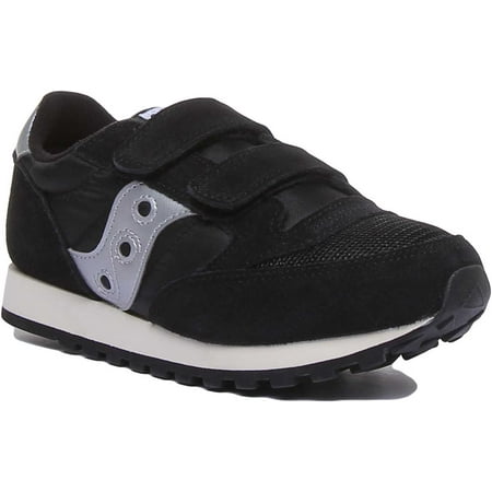 Saucony Jazz Original Kid's Hook And Loop Suede Nylon Sneakers In Black Size 2