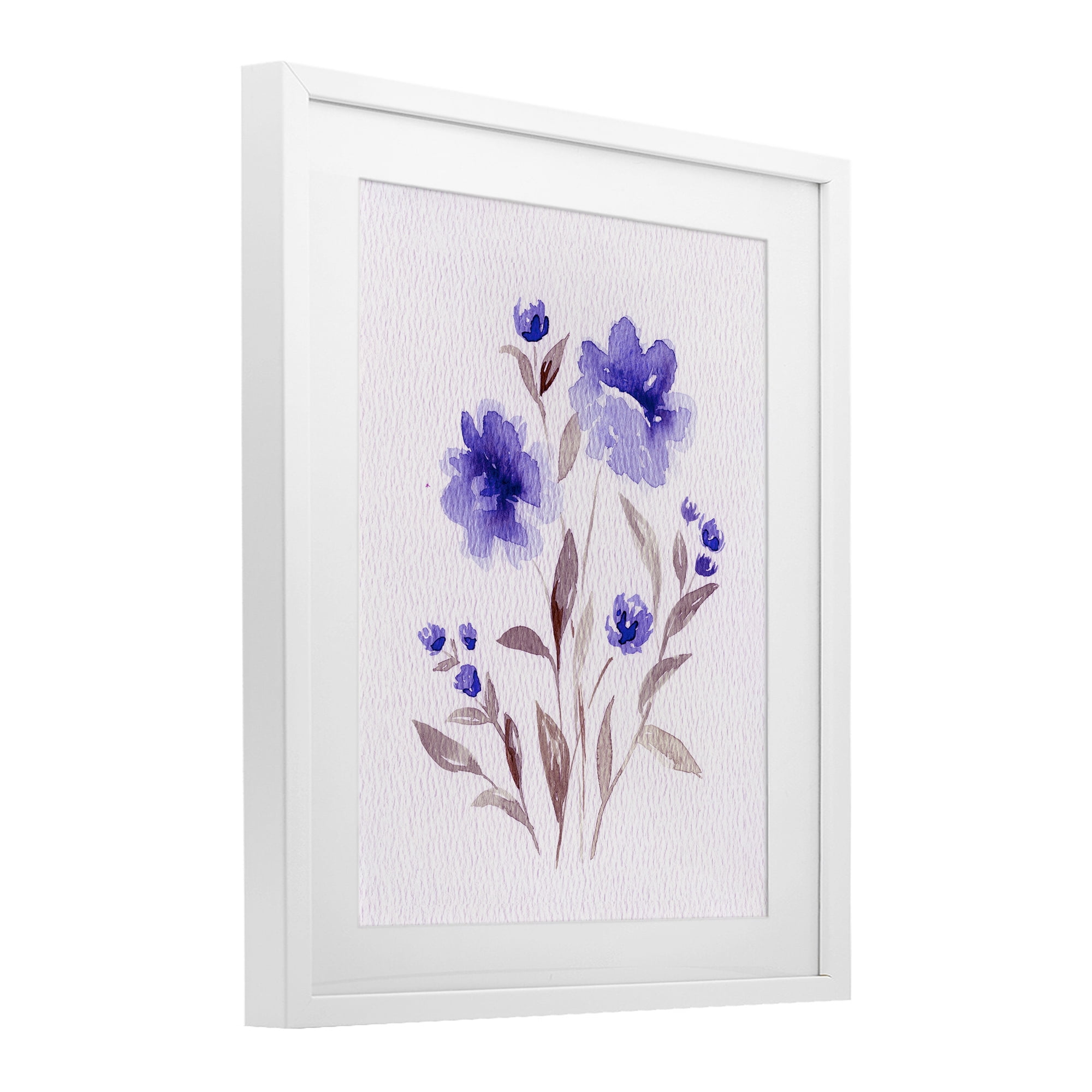 Stupell Industries Blooming Purple Flowers White Framed Print Under Glass, design by Leah Noel Art