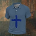 thumbnail image 4 of Kalauyu Mens Short Sleeve Turn Down Collar With Button T-Shirts Jesus Cross Printed Shirts, 4 of 4