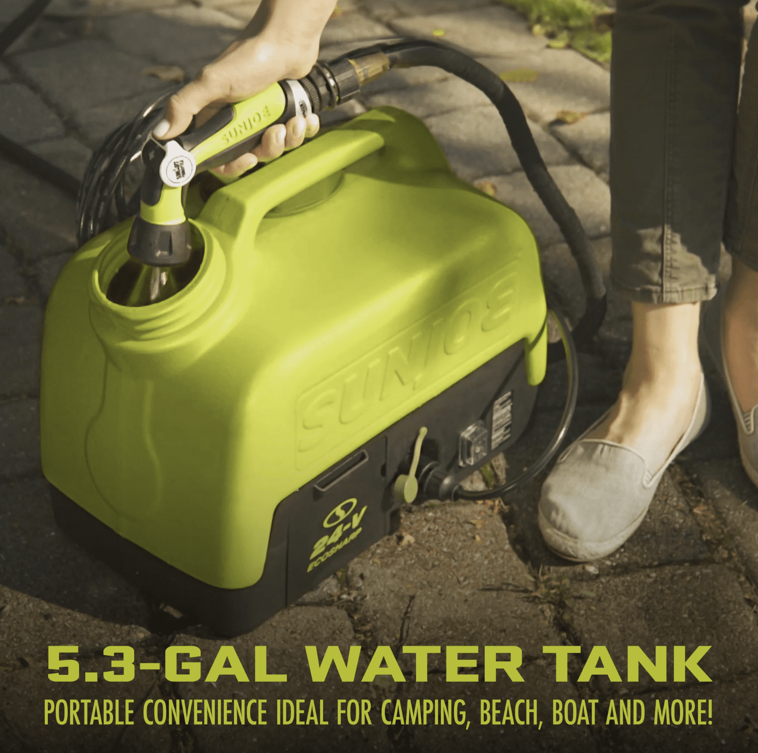 Restored Premium Sun Joe 24V ION+ Cordless Portable Sink/Shower Spray Washer Kit 2.0Ah Battery (Refurbished)