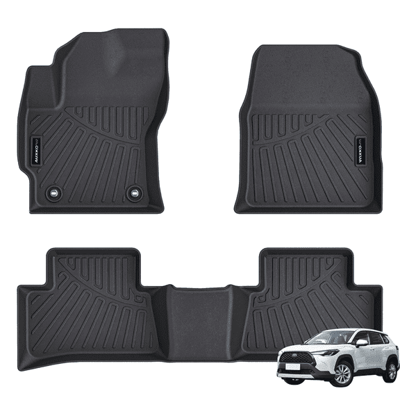 Auxko All Weather Floor Mats for Toyota Corolla Cross FWD Gas & AWD Hybrid 2022-2026 2027 TPE Liner Corolla Cross Accessories All Season Guard Odorless Anti-Slip Floor Mats