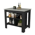 thumbnail image 5 of Knubmt Wood Kitchen Island with 3 Open Shelves, Island Table for Living Room, Dining Room, Kitchen, White + Black, 5 of 9