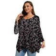 thumbnail image 5 of LATWIIV Womens Round Neck 3/4 Sleeve Tops Basic Button T-Shirts Solid Loose Cute Tunic Tee Blouses Fit Pullover A-Black40 4X, 5 of 7