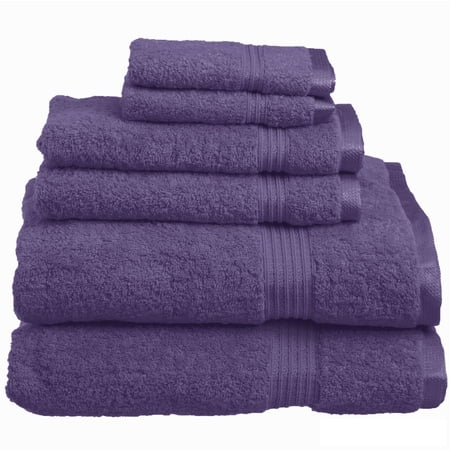 Egyptian Cotton 600 GSM 6-Piece Towel Set 2 Bath 2 Hand 2 Face Royal Purple