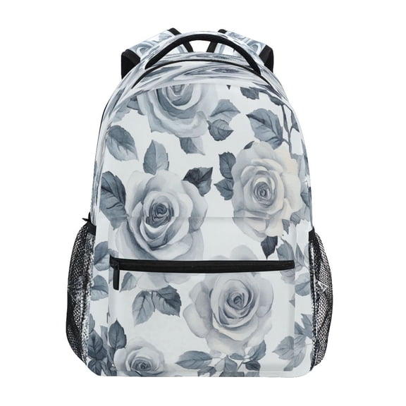 Backpack 16x11.4x6.9 Inches Fashion Backpack Shopping Travel Outing Backpack Gray Roses