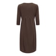 thumbnail image 3 of Vestido informal liso de mujer con cuello redondo, manga larga y largo hasta la pantorrilla - Corte holgado, material resistente, para uso diario/ocasionales, tallas M-XXXL, 3 of 4