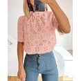 thumbnail image 5 of PRETTYGARDEN Summer Tops for Women Trendy Short Sleeve Eyelet Embroidered Dressy Casual Blouse Shirts, 5 of 8