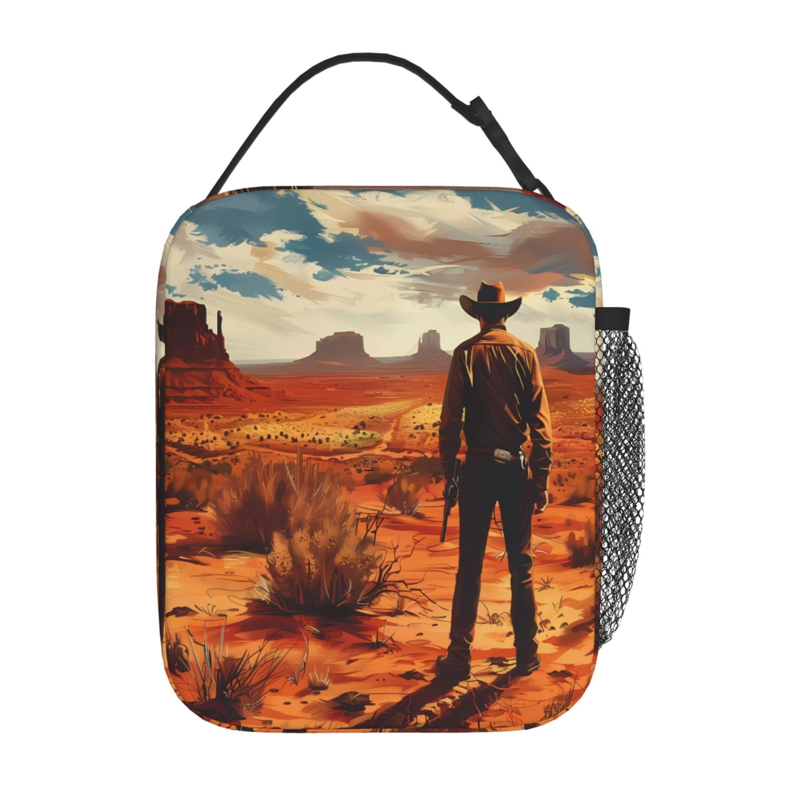 Lunch Bag For Women Men Insulated Portable Lunch Box Bento Box Office Picnic Travel Cooler Bag Cowboy Western Desert (2)