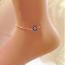 1.50Ct Round Lab-Created Sapphire Diamond Women's Anklet 14K Yellow Gold Plated Sterling Silver