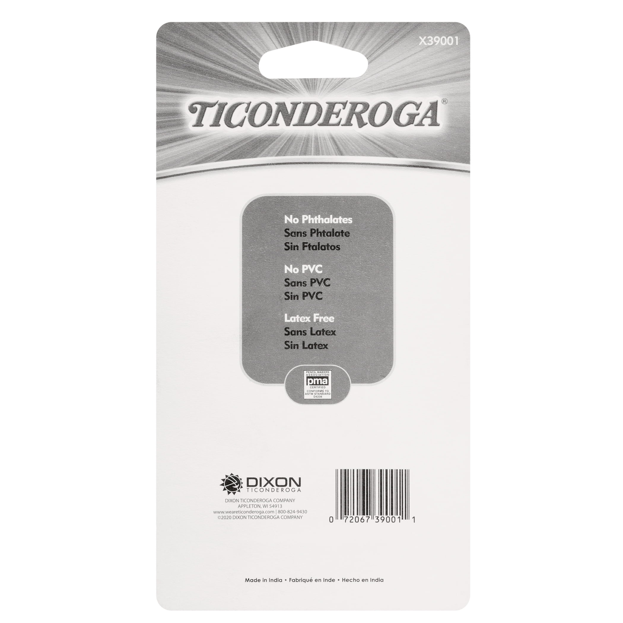 Ticonderoga DUO Sharpener/Eraser, Green and Yellow, Pack of 12