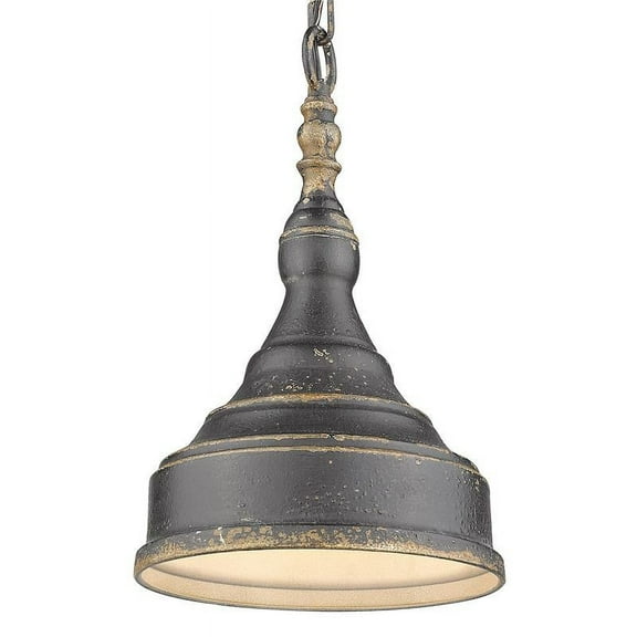 Golden Lighting Keating 1-light Pendant in Antique Black Iron and Antique Black Iron shade