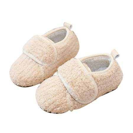 

Generic Children Toddler Boys Girls Kids Baby Girls Cute Solid Ｃolor Ｗarm Slippers Toddler Winter Boots with Non Slip Bottom Comfortable Casual Style（4-4.5 Years Beige）