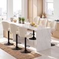 thumbnail image 6 of AFO Swivel Bar Stools Set of 6, Adjustable Height Barstools with Shell Back, Modern PU Leather Kitchen Island Chairs for Dining Room, Home Bar, Pub, Beige, 6 of 11
