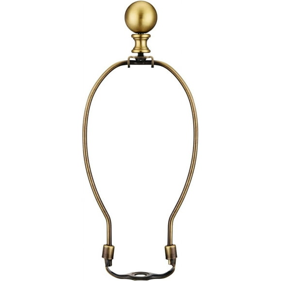 shiyou-10 Inch Antique Lamp Harp Lamp Shade Holder with Light Base and Separable Ball Lamp Finial for Table and Floor Lamps (Antique Brass)