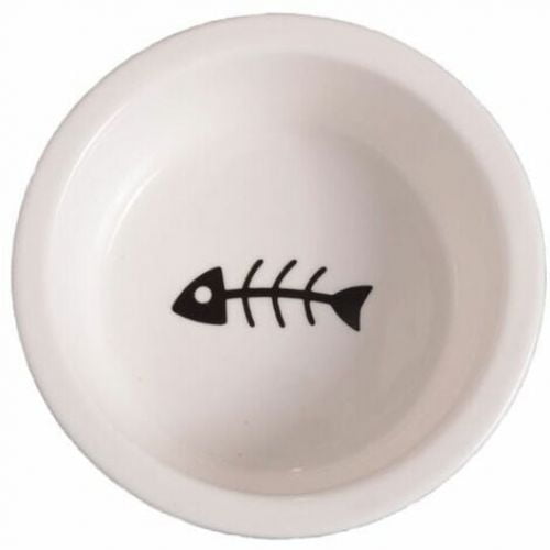 Double ceramic bowl protects the cervical vertebrae Bowl for cats and dogs (fish bone)