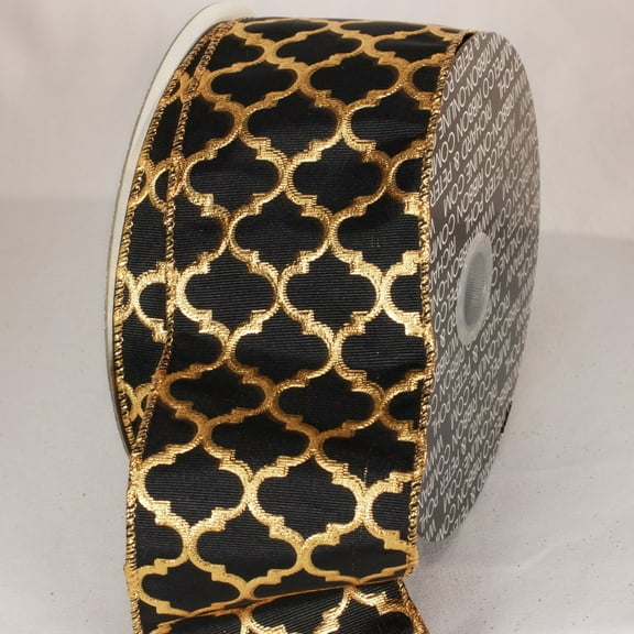 The Ribbon People Black and Gold Wired Craft Ribbon 3" x 20 Yards