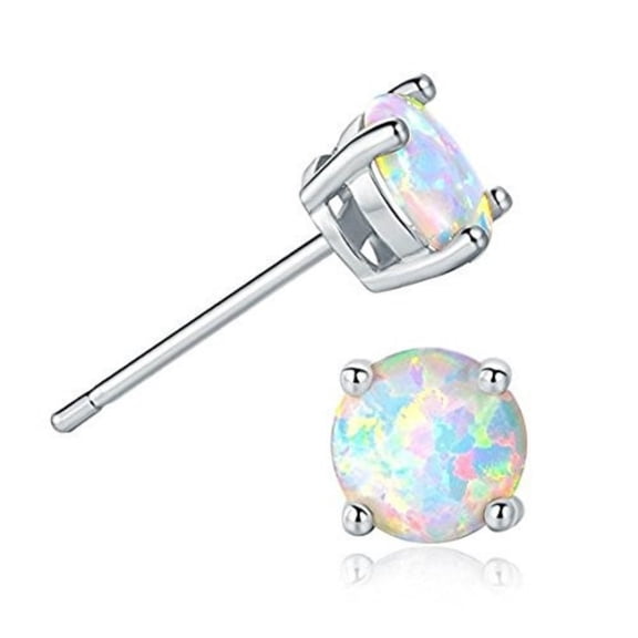 Online Shop Jewelry Round 2Ct Opal Earrings Opal Stud Earrings Sterling Silver New Fire Opal 925