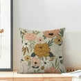 thumbnail image 3 of Spring Floral Pillow Covers 18 x 18 Inch Set of 2 for Vintage Mustard Yellow Pink Flowers Decor Throw Pillows Plant Cream Outdoor Decorative Cushion Cases for Couch Bed Decorations, 3 of 6