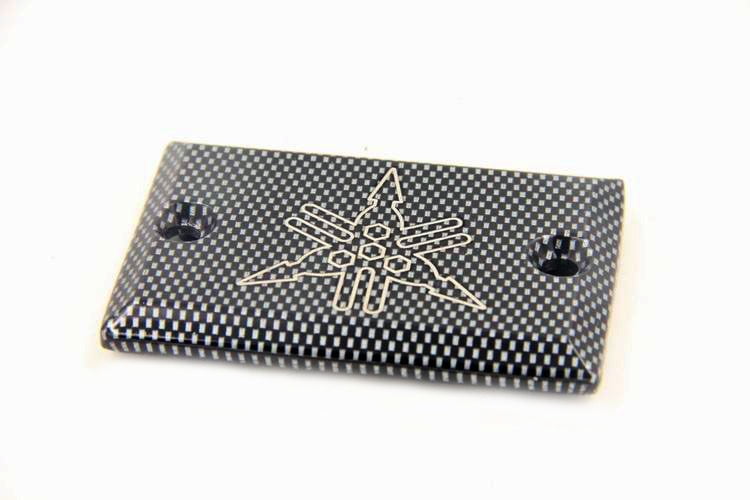 HTT-MOTOR Carbon Brake Fluid Reservoir Cap Cover '*' Engraved For Yamaha Virago 535/ Virago 700/ Virago 750/ Virago 1000/ Virago 1100