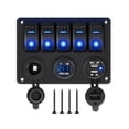 thumbnail image 1 of Car Charger Switch Panel 5 Gear ON-OFF Marine Ignition Toggle Switch Panel with Dual USB Socket Charger LED Voltmeter for Car Boat Marine RV Truck Camper, 1 of 5