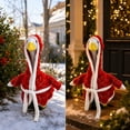 thumbnail image 4 of AZXY Christmas Porch Goose Outfit, 23" Santa‑Style Goose Clothes Dress Set, Goose Clothing & Goose Cloth for Cement Plastic Duck Goose Statue, Winter Xmas Outdoor Decor for Yard Lawn Garden, 4 of 6