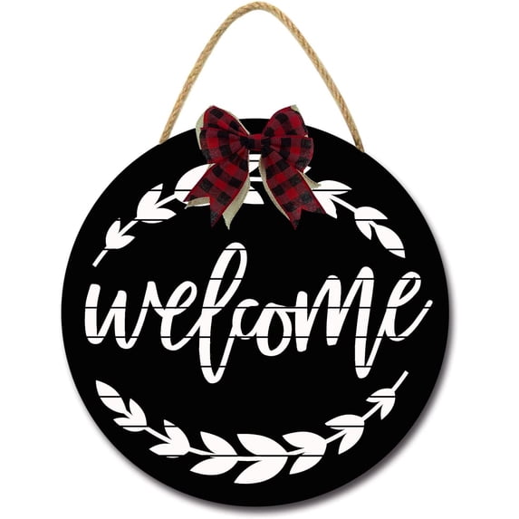 Eveokoki 12" Welcome Wreaths For Front Door,Front Door Sign,Hanging Floral Wooden,Farmhouse Restaurant Office Shop Rustic Welcome Wreaths, Housewarming Gift