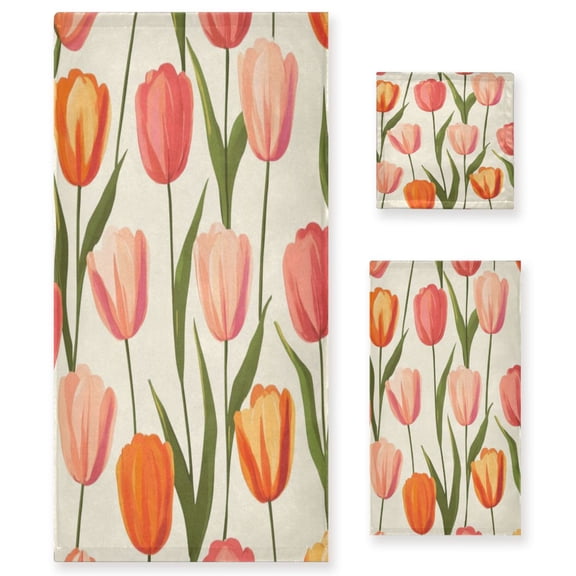 Three-Piece Towel Set Face Towel Towel Set Hand Towel Bath Towel Cotton Bath Towels Bath Towel Sets Hand Bath Towels Beautiful Tulips1