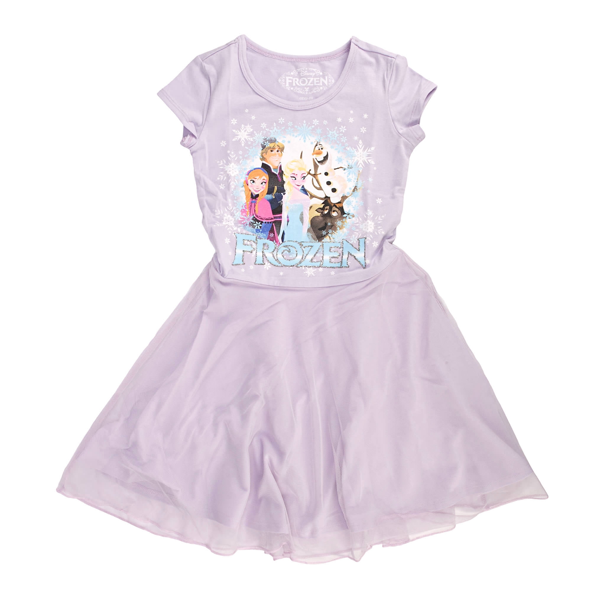 Mighty Fine Disney Frozen Framed Girls Purple Tulle Dress L