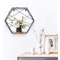 thumbnail image 4 of Juego de 3 estantes de pared hexagonales de madera y metal, estante colgante, estante flotante, estante de baño, estantes decorativos con tablas, para estante de cocina, 4 of 5