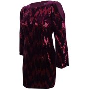 Jessica Howard Womens Sequined Velvet Cold-Shoulder Dress