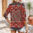 thumbnail image 4 of Jsaierl 3/4 Sleeve Tops for Women Summer V Neck Shirts Trendy Print Petite Blouses Work Holiday T-shirts Top S-2XL, 4 of 6