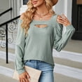 thumbnail image 6 of Arlun,Womens Cold Shoulders T Shirts Trendy Cut out Long Sleeve Printed Solid Color Casual Tops Loose Fit Soft Comfortable Fall Fashion Tees Shirts Green XXL, 6 of 9